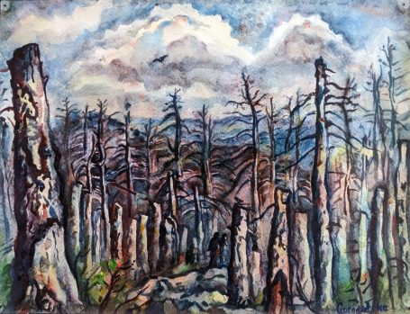 Gorodetska. Toter Wald. Brocken Harz. Aquarell. Landschaft 