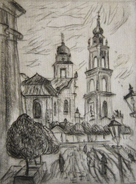 Dresden Viktoriya Gorodetska, Brühlsche Terrasse Kirchen, Radierung