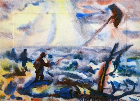 Gorodetska. Ostsee. Strand. Stimmung. Landschaft. Aquarell