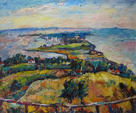 Viktoriya Gorodetska, Hiddensee Blick auf Kloster am Abend 