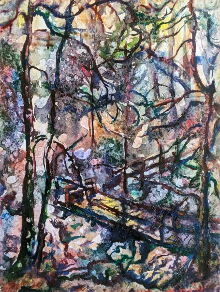 Gorodetska. Wald. Berge. Landschaft. Aquarell