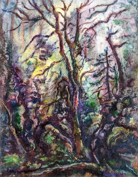 Gorodetska. Baum. Sächsische Schweiz. Landschaft. Aquarell