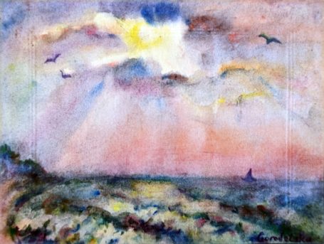Gorodetska. Ostsee. Meer. Strand. Landschaft. Aquarell