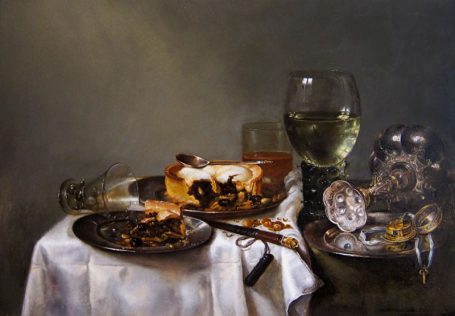 Viktoriya Gorodetska, Kopie nach Willem Claesz Heda Frühstücks Stillleben mit Brombeerpastete
