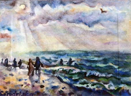 Gorodetska. Ostsee. Strand. Stimmung. Landschaft. Aquarell