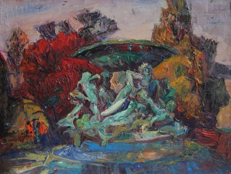 Viktoriya Gorodetska, Dresden Brunnen am Albertplatz im Herbst